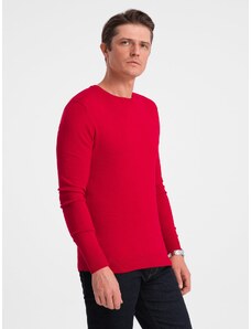 Ombre Clothing Klasický pánský svetr s kulatým výstřihem - červený V5 OM-SWBS-0106
