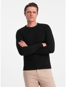Ombre Clothing Pánský klasický svetr s kulatým výstřihem - černý V2 OM-SWBS-0106