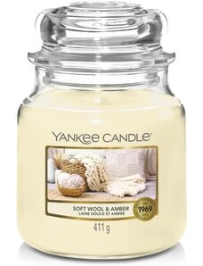 Yankee Candle vonná svíčka Classic ve skle střední Soft Wool & Amber 368g