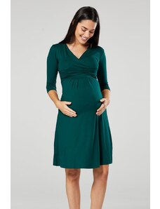 Těhotenské a kojící šaty 3v1 Chelsea Clark tmavě zelené