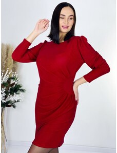 Webmoda Dámské třpytivé červené šaty s nabíráním