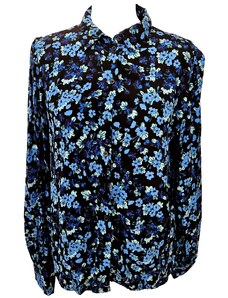 Černá košile s modrým květinovým vzorem Vila
