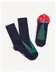 Tmavě modré pánské vzorované ponožky Celio Vánoční