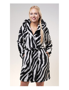 Vienetta Dámský župan krátký s kapucí Zebra, barva černá, 100% polyester