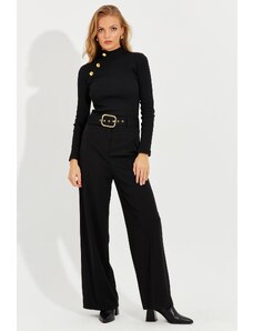Cool & Sexy Women's Black Belted Trousers