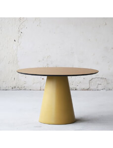 MADU Jídelní stůl dýha dub kruh D120cm, podnoží žlutý beton