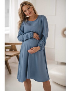 milk & love Těhotenské, kojící šaty, dl.rukáv, Lovely Midi Dress Blue
