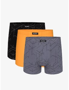 Pánské boxerky ATLANTIC 3Pack - černé/žluté/šedé