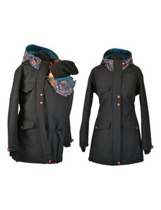 Shara Softshellový nosící kabát černý-bobule kvítí 2v1