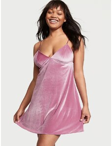 Victoria's Secret růžová sametová košilka šaty Velvet Slip Dress