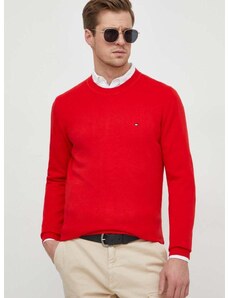Bavlněný svetr Tommy Hilfiger červená barva, lehký, MW0MW33511
