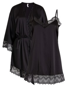 bonprix Kimono a negližé (2dílná souprava) Černá