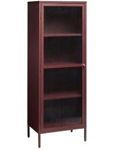 Vínově červená kovová vitrína Unique Furniture Bronco 160 x 58 cm