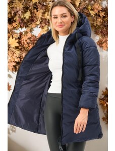 Z6773 DEWBERRY WOMEN'S COAT-PLAIN NAVY BLUE