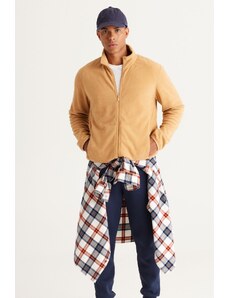 AC&Co / Altınyıldız Classics Men's Caramel Anti-pilling Anti-Pilling Standard Fit High Bato Collar Sweatshirt Fleece Jacket