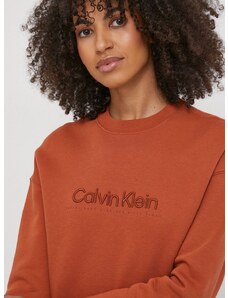 Mikina Calvin Klein dámská, hnědá barva, s aplikací, K20K206757