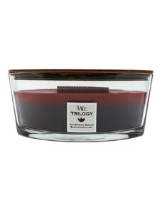 WoodWick Sun-Ripened Berries Trilogy Ellipse Jar 453,6 g Vonná svíčka ve tvaru elipsy s dřevěným knotem