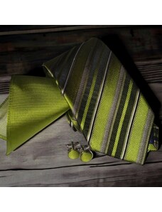Vincenzo Boretti Zelený set kravaty, kapesníčku a knoflíčků 2