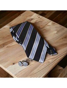 Beytnur Luxusní hedvábná kravata a knoflíčky modrá 151-1
