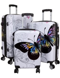 MONOPOL Sada kufrů Butterfly White 3-set