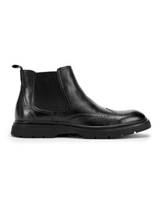Pánské kožené boty s perforací na silné podrážce Wittchen, černá, přírodní kůže
