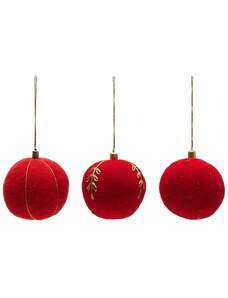 Set tří červených plstěných vánočních ozdob Kave Home Breshi 7 cm