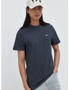 Bavlněné tričko Tommy Jeans šedá barva