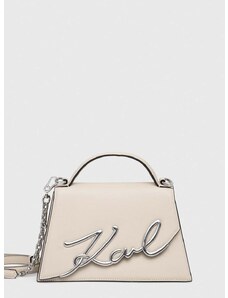 Kožená kabelka Karl Lagerfeld béžová barva