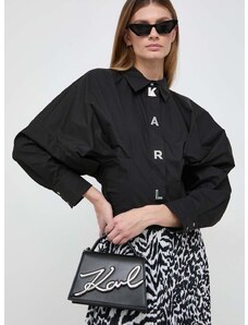 Bavlněná košile Karl Lagerfeld černá barva, relaxed, s klasickým límcem