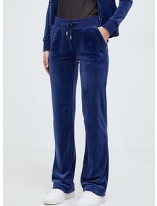 Velurové teplákové kalhoty Juicy Couture tmavomodrá barva, s aplikací