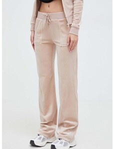 Velurové teplákové kalhoty Juicy Couture béžová barva