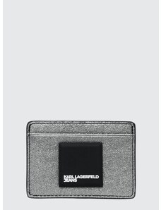 Pouzdro na karty Karl Lagerfeld Jeans stříbrná barva