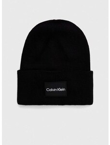 Bavlněná čepice Calvin Klein černá barva, z tenké pleteniny