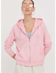 Mikina Tommy Jeans dámská, růžová barva, s kapucí, hladká