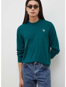 Bavlněný svetr PS Paul Smith zelená barva, lehký