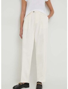 Kalhoty Tommy Hilfiger dámské, béžová barva, střih chinos, high waist