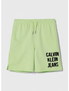 Dětské kraťasy Calvin Klein Jeans zelená barva, nastavitelný pas