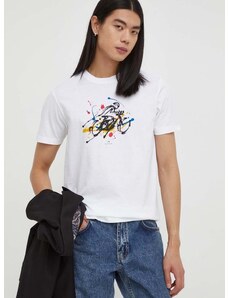 Bavlněné tričko PS Paul Smith bílá barva, s potiskem
