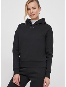 Mikina Calvin Klein dámská, černá barva, s kapucí, hladká, K20K206960