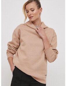 Mikina Calvin Klein dámská, béžová barva, s kapucí, hladká, K20K206964
