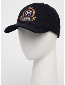 Bavlněná baseballová čepice Guess tmavomodrá barva, s aplikací, M4RZ09 WF8V0