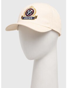 Bavlněná baseballová čepice Guess béžová barva, s aplikací, M4RZ09 WF8V0