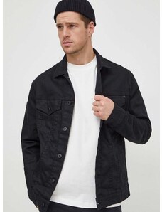 Džínová bunda Pepe Jeans pánská, černá barva, přechodná