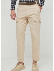 Kalhoty Pepe Jeans pánské, béžová barva, ve střihu cargo