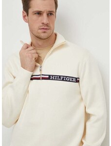 Svetr Tommy Hilfiger pánský, béžová barva, s pologolfem, MW0MW33508