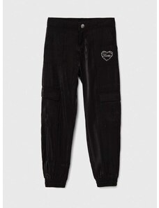 Dětské kalhoty Guess černá barva, s aplikací