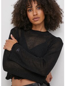 Svetr Calvin Klein Jeans dámský, černá barva, lehký, s pologolfem, J20J222922