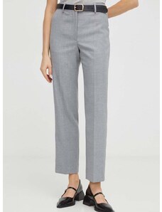 Kalhoty By Malene Birger dámské, šedá barva, jednoduché, high waist