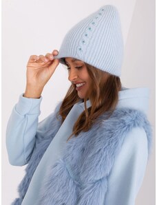Čepice s korálky Wool Fashion Italia světle modrá