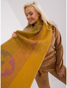 Fashionhunters Tmavě žlutý dámský zimní šátek